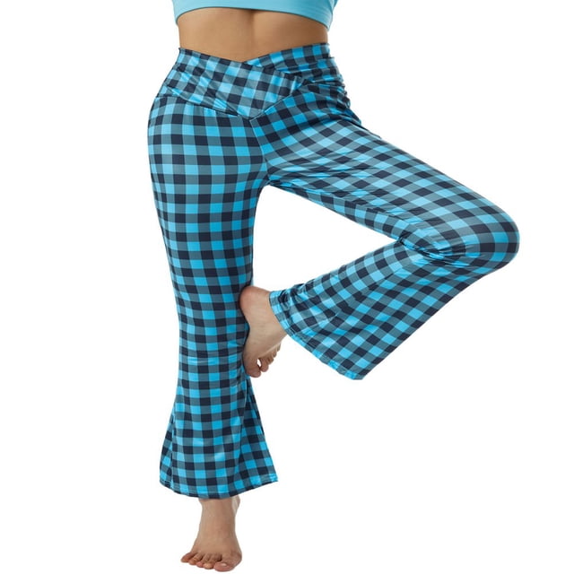 Pantalons de Yoga Bootleg pour Femmes Taille Haute Évasée Leggings d'Entraînement P-2TG