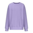 thumbnail image 4 of HAOTAGS Sweatshirts for Women Crewneck Long Sleeve Loose Fit Tops Solid Color Color Ribbed Trim Fashion 2025 Purple Size S, 4 of 5