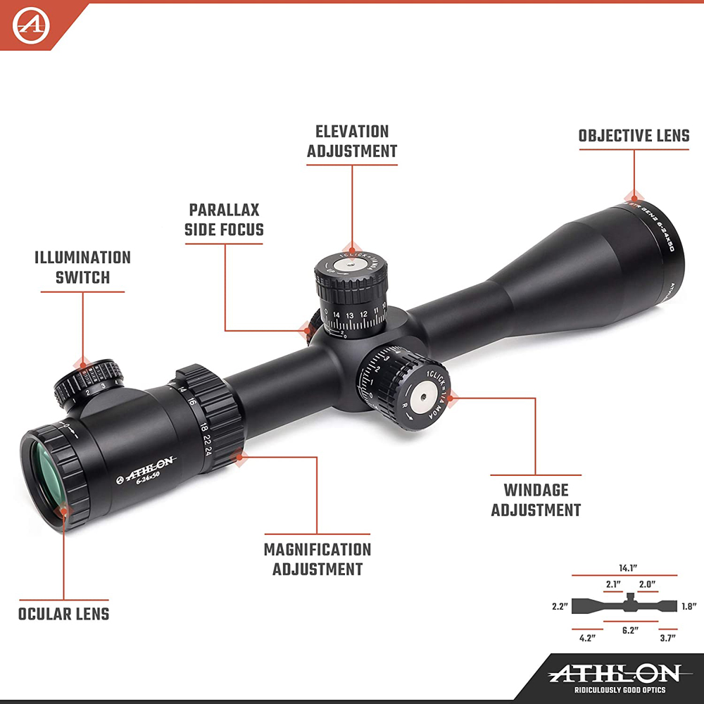 Athlon Optics Argos BTR GEN2 6-24X50 First Focal Plane Riflescopes APLR2 FFP IR MOA