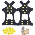 thumbnail image 1 of Fiersh Ice Cleats \u2013 Puños de nieve crampones antideslizante Tracción & Snow Grippers para zapatos y botas 10 tacos acero Slip-on Stretch Calzado mujeres hombres niños (Extra Studs) XL, 1 of 8