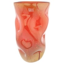 GlassOfVenice Murano Glass Wavy Vase - Red Gold