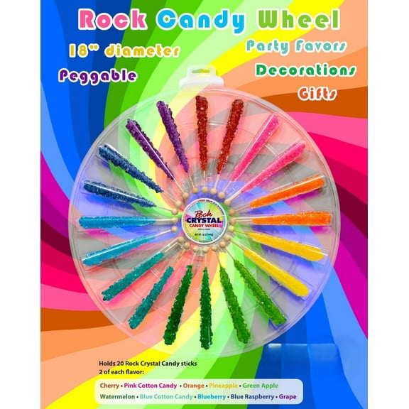 Squire Boone Candy Bar Rainbow Rock Candy 20 Sticks 18"