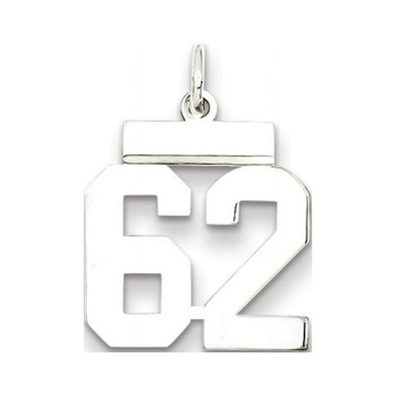 The Black Bow Sterling Silver, Athletic Collection, Small Polished Number 62 Pendant