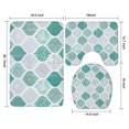 thumbnail image 3 of Green and White Geometric Quatrefoil Pattern Bathroom Rugs Sets 3 Piece,Toilet Cover Set,Absorbent Non Slip Bathroom Mats Sets with U-Shaped Contour Rug Toilet Rug Set, 3 of 5