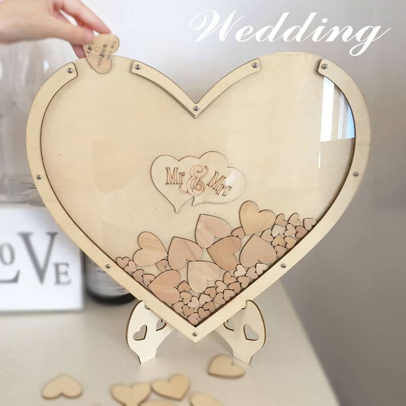 Personalize Wooden Frame Wedding Guest Book Drop Box Guest Book Love Heart Table