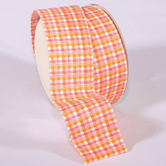 The Ribbon People Orange and Yellow Checkered Wired Craft Ribbon 2" x 20 Yards