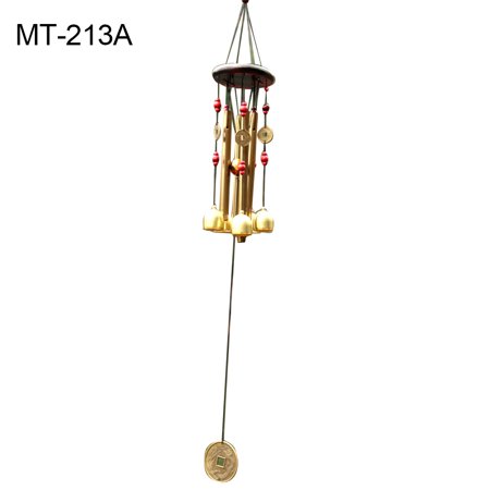 Yoone Wood Bronze Color Tubes Antirust Wind Chime Bell Porch Balcony Home Decor Gift