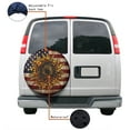 thumbnail image 4 of KAKALAD American Flag Painted Wood Wall Cool Cheetah Leopard Print Sunflower 01 Spare Tire Cover Universal Car Vehicle Tools For Rv SUV Truck Camper Travel Trailer Accessories Buckle 16” Inch, 4 of 6