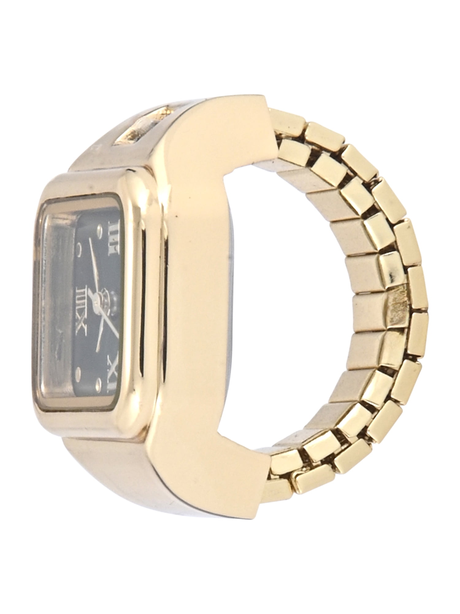 No Boundaries Adult Female Goldtone Square Case Ring Watch with Green Dial.