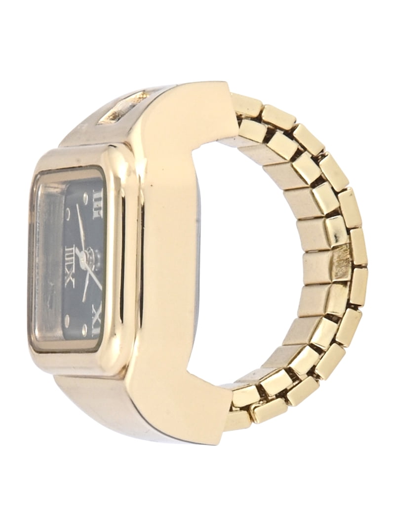No Boundaries Adult Female Goldtone Square Case Ring Watch with