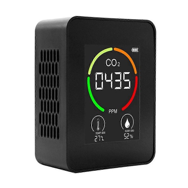 Semiconductor Black Portable Air Quality Detector Multifunctional Digital Carbon Dioxide Monitor For Home Bedroom Office