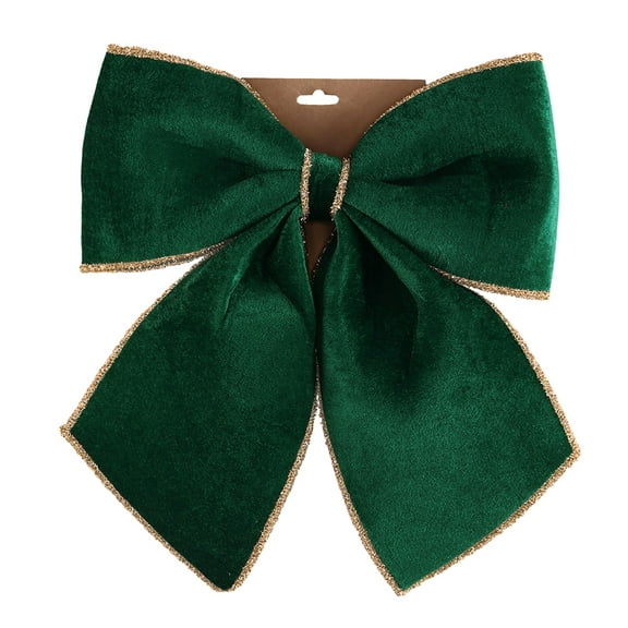 Christmas Red Velvet Bows 14" × 11" Decorative Holiday Bows for Wreath, Garland, Tree, Indoor Outdoor Xmas Decorations, Green, Bow