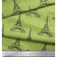 thumbnail image 2 of Soimoi Green Cotton Voile Fabric Text & Eiffel Tower Architectural Fabric Prints By Yard 56 Inch Wide, 2 of 3