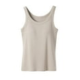thumbnail image 4 of Mohiass Tank Top with Built in Bra for Women Loose Fit Cotton Padded Camisole 2025 Trendy Summer Sleeveless Undershirts Khaki L, 4 of 6