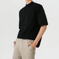 thumbnail image 3 of Yaoyar Solid Color Mock Neck Elastic Casual Short Sleeve Crew Neck Top for Men Versatile Daily Wear Comfortable Active Tee Shirts, 3 of 7