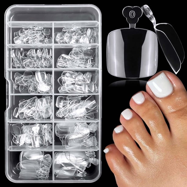 Puntas de gel suave para uñas Fake Toenail LuckForever, 240 unidades, transparentes