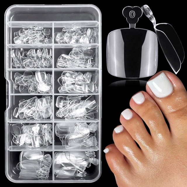 Puntas de gel suave para uñas Fake Toenail LuckForever, 240 unidades, transparentes