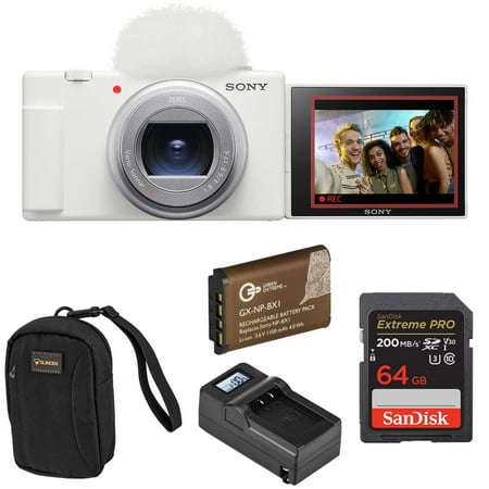Sony ZV-1 II Vlog Camera for Content Creators and Vloggers Bundle With Extra Battery Smart Charger With Screen 64GB SD Card Slinger Camera Bag Sony ZV-1 II Vlog Camera for Content Creators and Vloggers Bundle With Extra Battery Smart Charger With Screen 64GB SD Card Slinger Camera Bag