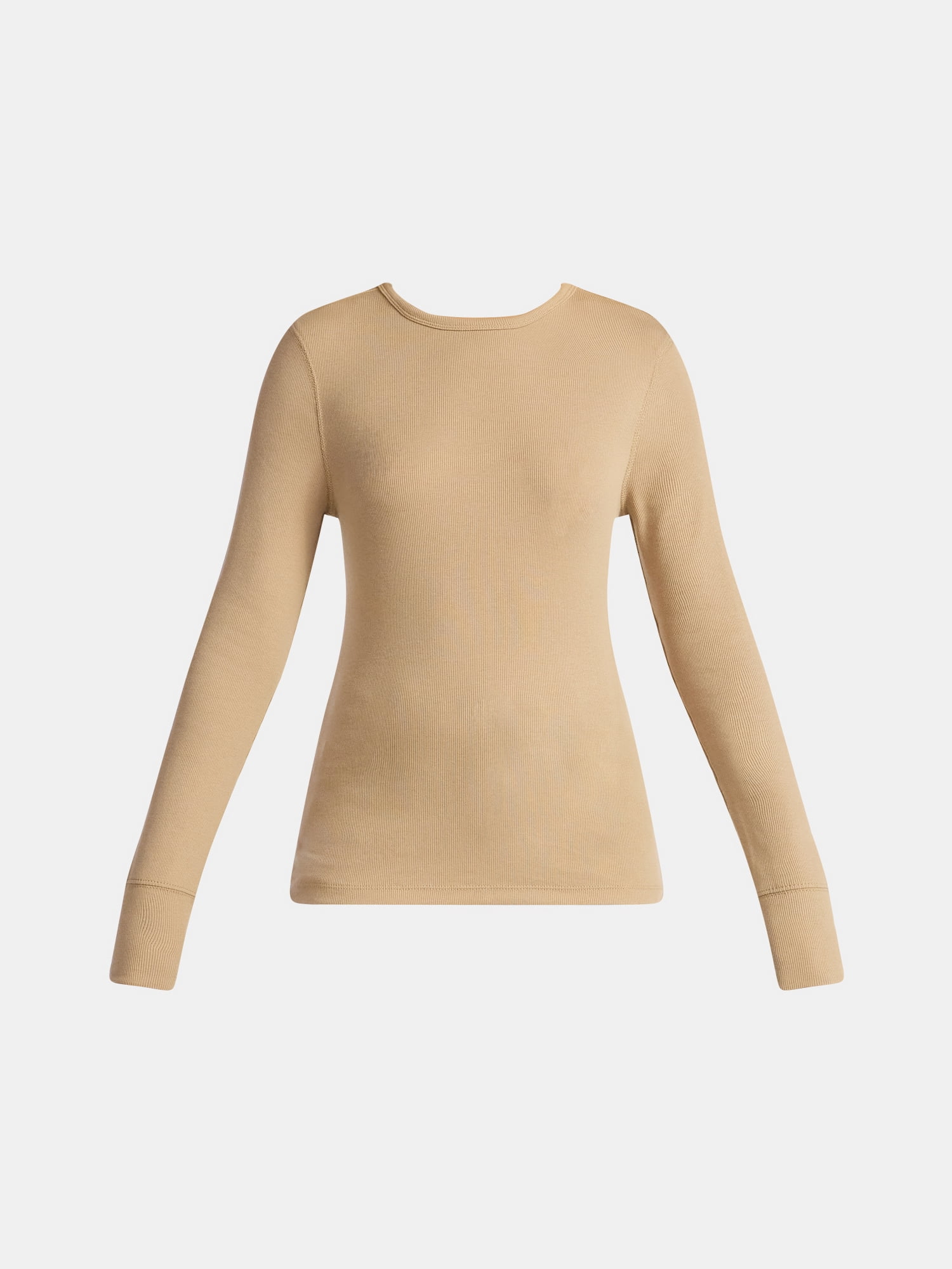 Time and Tru Women's Rib Tee with Long Sleeves, Size XS-XXXL