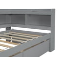 thumbnail image 6 of Twin Size L-Shaped Bookcase Bed with Built-In Charging Station, 2 Storage Drawers & Solid Wood Frame, No Box Spring Needed, Space-Saving Multifunctional Sofa Bed, Easy Assembly, Grey, 6 of 9