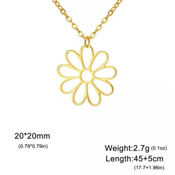 Daisy Flower Pendant Necklace Stainless Steel Women Necklaces Fashion Jewelry