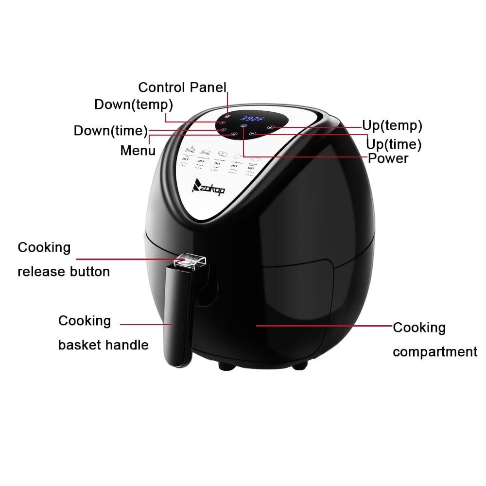 Kepooman 120V/1800W /5.3L Air Fryer, Electric Hot Air Fryers with LCD Digital Screen
