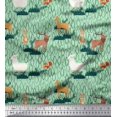 thumbnail image 1 of Soimoi Poly Crepe Fabric Rabbit,Sheep & Deer Kids Fabric Prints by Yard 42 Inch Wide, 1 of 3