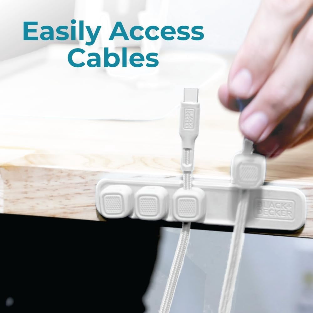 BLACK+DECKER Home Office Kit, 7 PCS Set, Desk Pad, 2-Port PD Charger, Ergonomic Mouse Pad, Phone Stand, Combo Cables, Cable Organizer, Workspace Accessories Perfect for Work-from-Home (White)