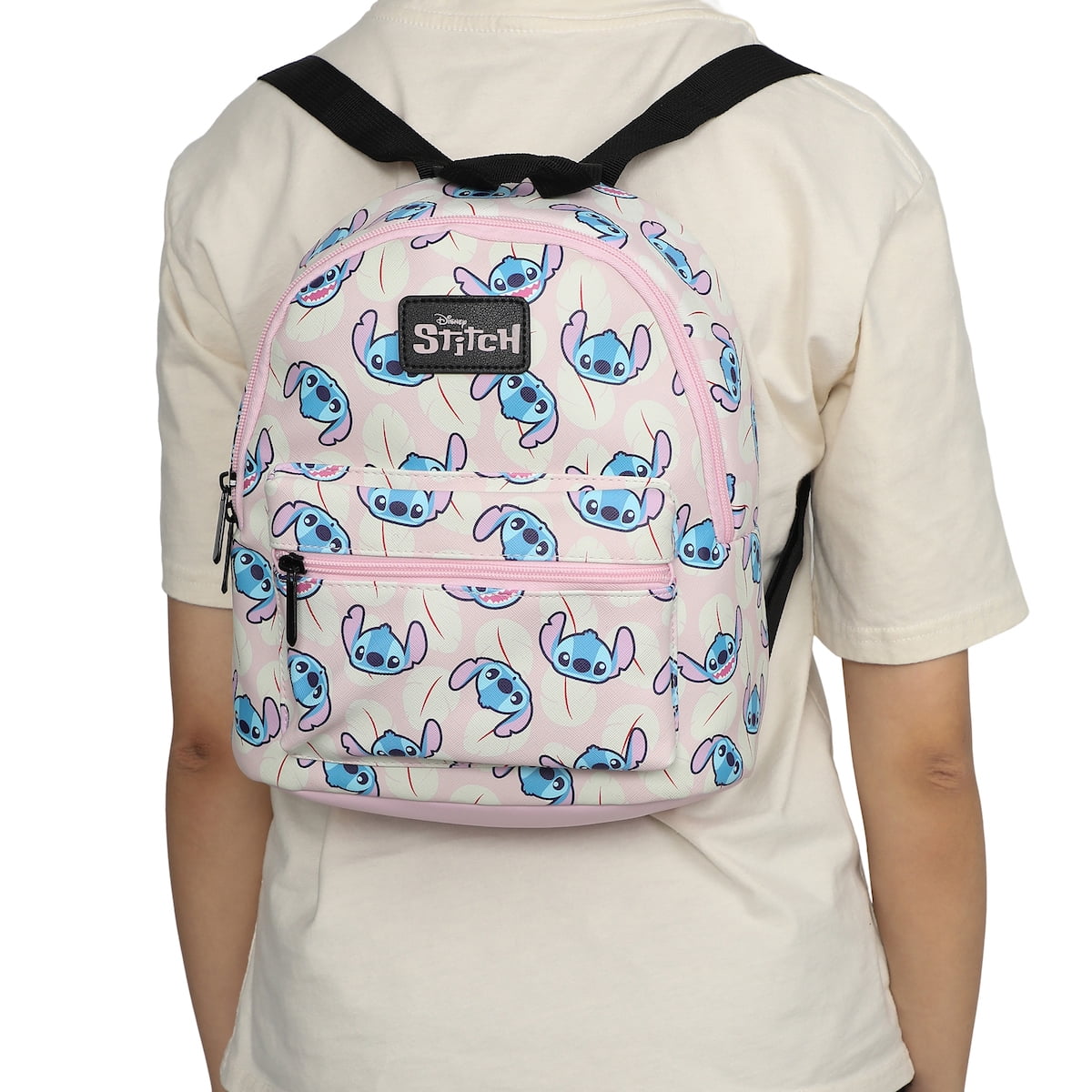 Stitch Character Heads Faux Leather 10.6" White Mini Backpack