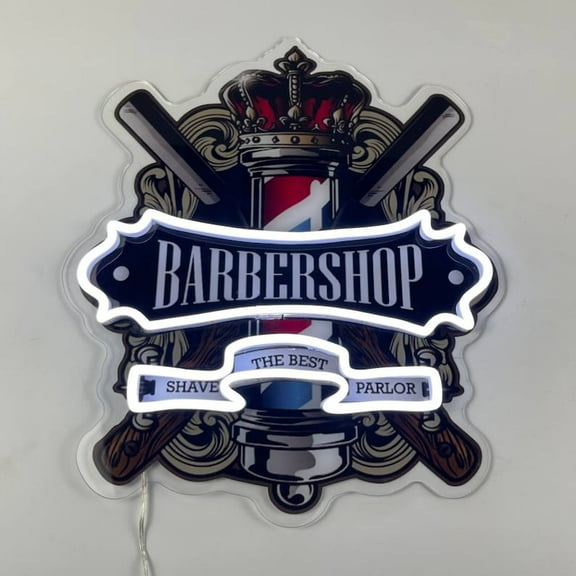 Handmadetneonsign Barber Shop Decal Printed Neon Light, Barber Acrylic Led Light, Barber Salon