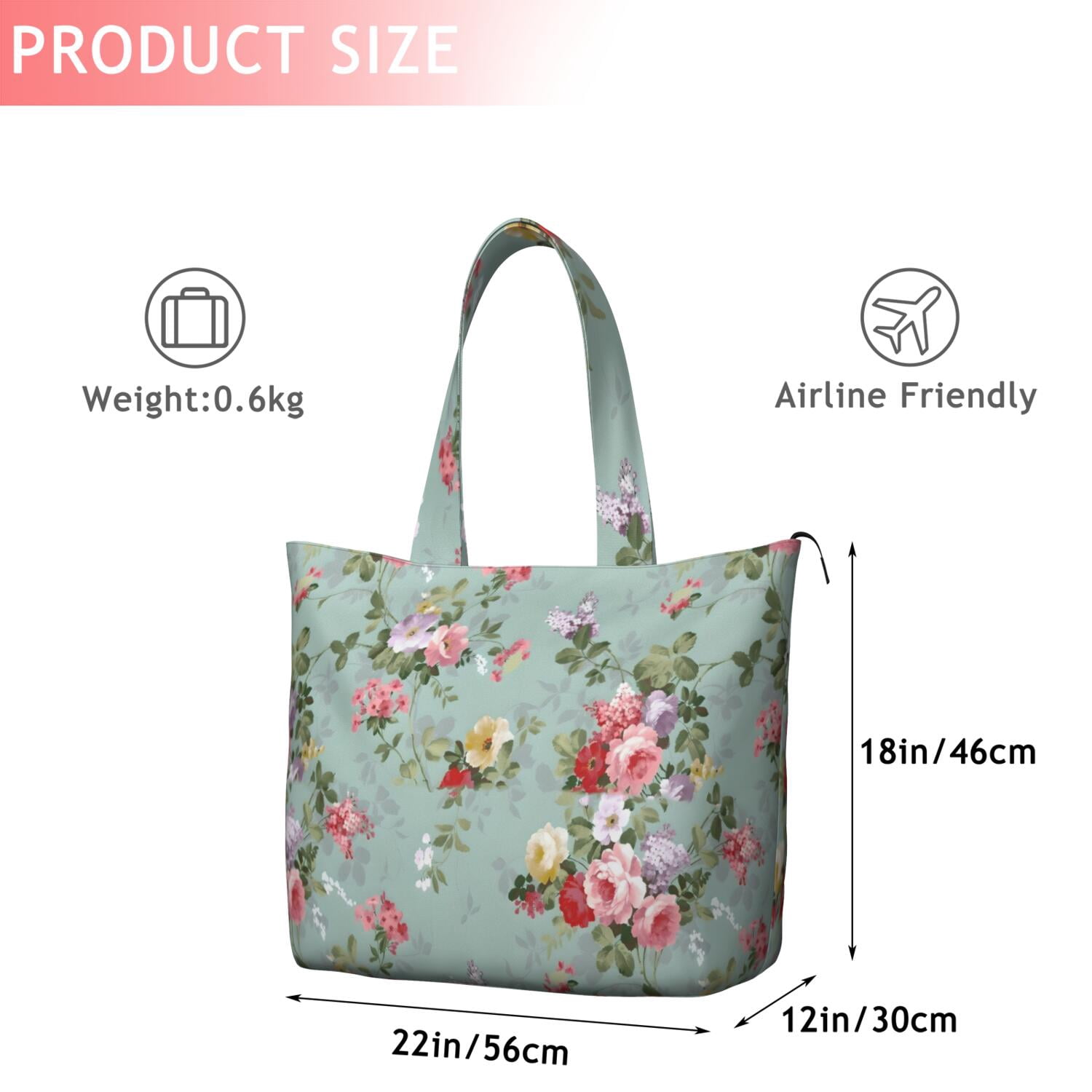 Pioneer Flower Floral Print Pattern Travel Tote Bags for Women Carry On,Large Weekender Bags for Women Travel,Multi Functional Duffle Bag for Work,Shopping,Sports