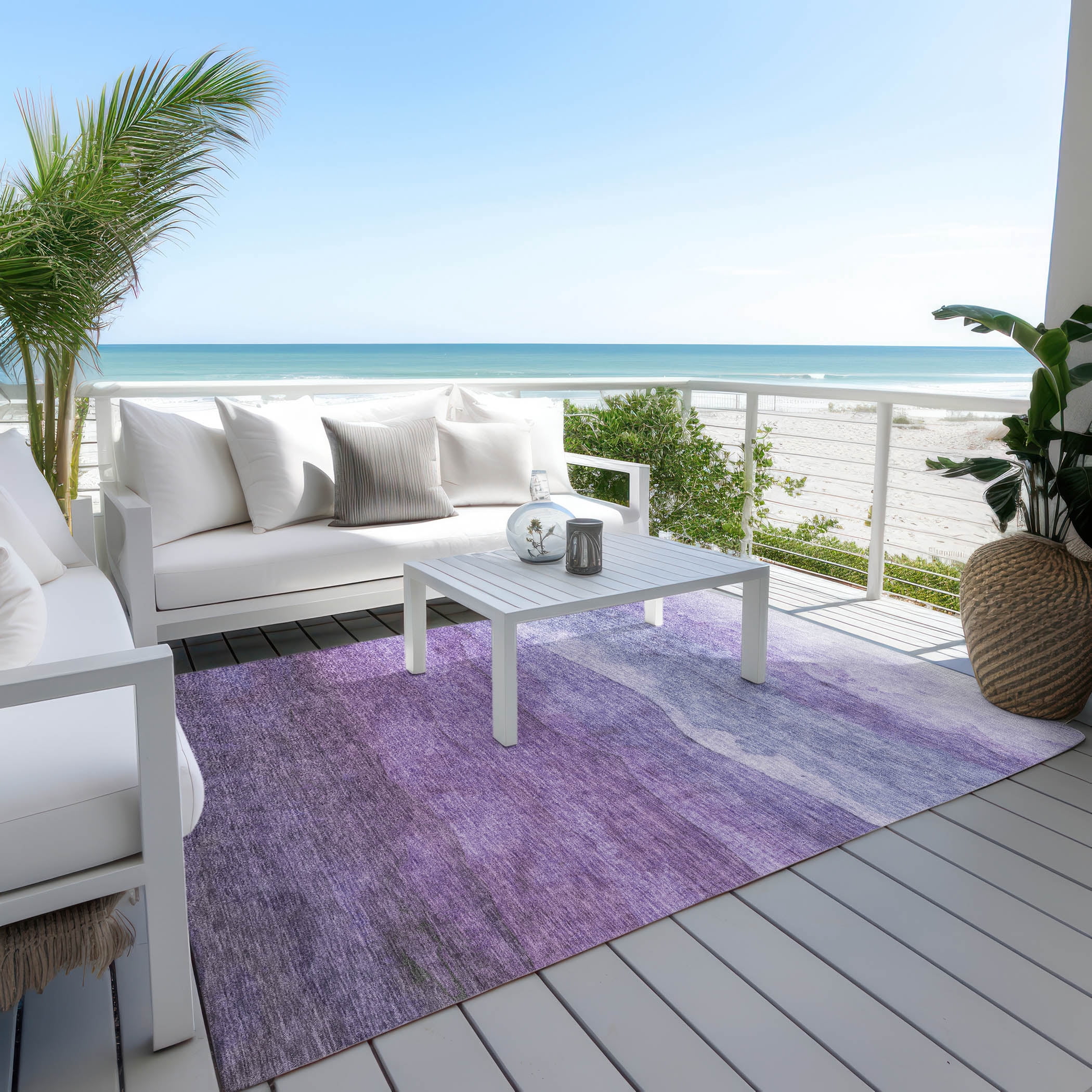 Addison Rugs Chantille Indoor/Outdoor Transitional Stripes Purple Washable Rectangle Rug, 10' x 14'