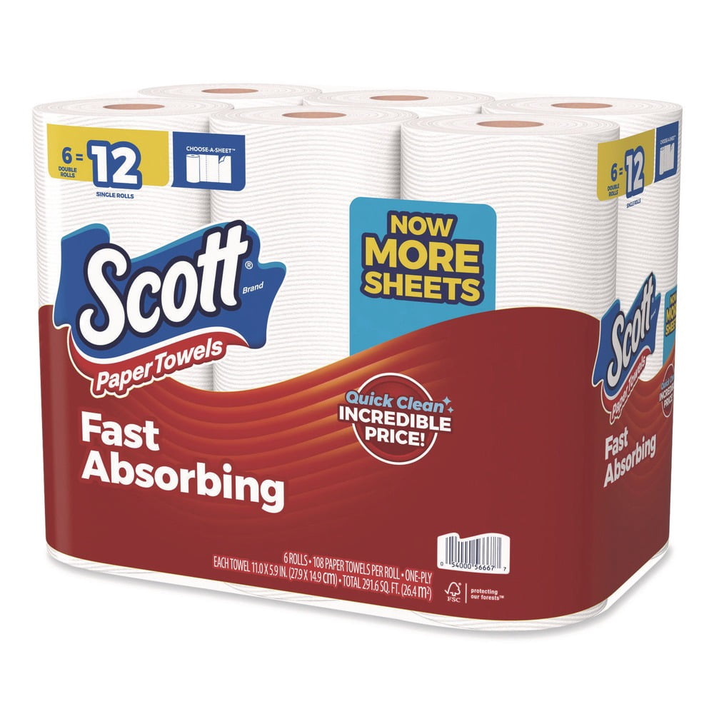 Scott 55413 Choose-A-Size Mega Kitchen Roll Paper Towels (102/Roll, 6 Rolls/Pack, 4 Packs/Carton)
