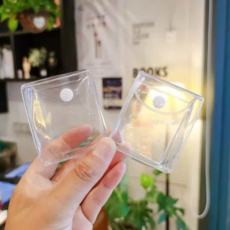 PVC Transparent Bag Keychains Cartoon Doll Blind Box Storage Bag Earphone Coin Purses Pouch Bag Pendant for Women Kids Gift