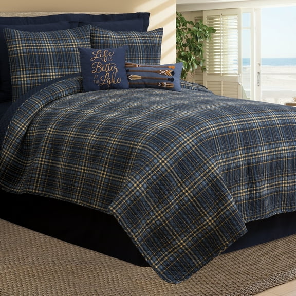 Harvey Plaid Full and Queen Cotton Lightweight Machine Washable Reversible Quilt