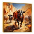thumbnail image 2 of Designart "Rodeo Buffalo in Spain" Beach Framed Wall Art - Brown Beach People Entryway Framed Wall Art, 2 of 6