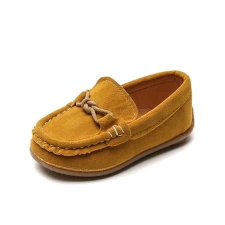 

Frontwalk Boys Moccasins Round Toe Flats Flat Loafers Uniform Hollow Out Slippers Children Slip On Dress Shoe Yellow-2 8C