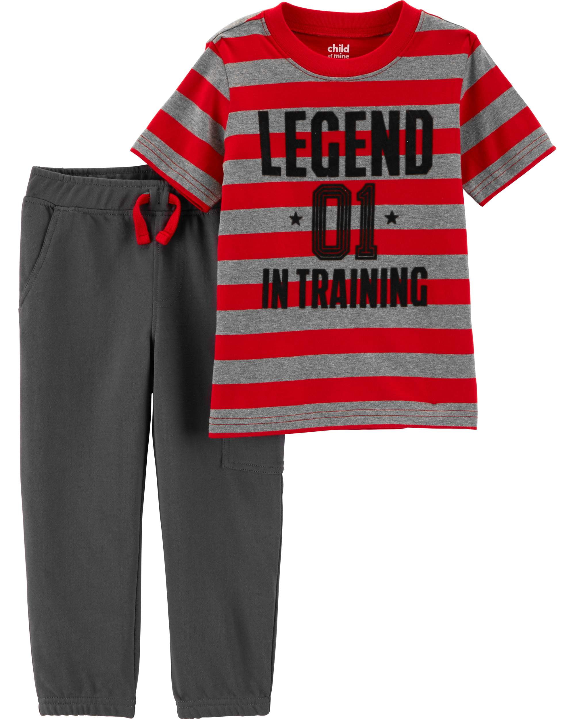 Short Sleeve Graphic T-Shirt & Jogger Pants, 2-Piece Outfit Set ...