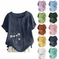 thumbnail image 2 of Fengactive Women's Short Sleeve Crew Neck Tops Printed Shirts Button Summer Blouses Tunic Trendy, 2 of 5