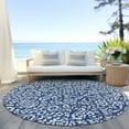 thumbnail image 6 of Addison Rugs Chantille Indoor/Outdoor Traditional Damask Navy Washable Round Rug, 8' x 8', 6 of 6