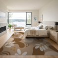 thumbnail image 3 of ODIKA 9'x12' Taupe Abstract Leaf Daisy Check Washable Area Rug Modern Graphic Design With Shapes And Retro Motifs Non-Shedding, Easy Care for Master Suite, California King, Under Bed, 3 of 7