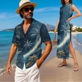 thumbnail image 2 of Yuyamidu His and Hers Matching Outfits Palm Tree Dress for Women Hawiian Dress Mens Beach Shirts Button Up Short Sleeve Shirts Matching Cruise Outfits for Couples Slit Maxi Long Dress Men's S, 2 of 7