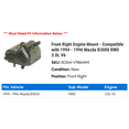thumbnail image 2 of Front Right Engine Mount - Compatible with 1994 - 1996 Mazda B3000 RWD 3.0L V6 1995, 2 of 2