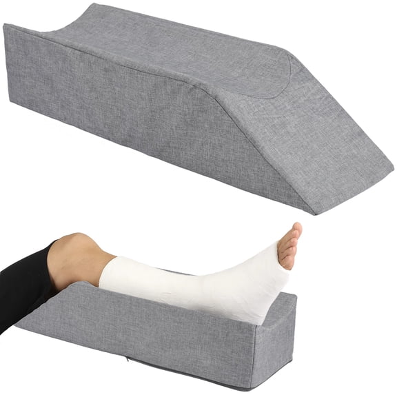 Gray Waterproof Leg Elevation Pillow, 25.6 x 7.9 x 5.9 in, High Density Sponge Leg Wedge Pillow for Post Surgery Recovery, Elevating Leg Rest, Knee, Ankle and Foot Pain Relief Recovery