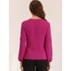 thumbnail image 4 of Top de la blusa de la oficina del trabajo del cuello del ojo de la cerradura de las mangas largas semi transparentes de la gasa elegante de las mujeres Rosa Caliente XL, 4 of 6