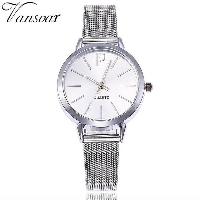 Reloj de cuarzo para mujer, relojes para mujer vansvar, reloj de pulsera analógico de cuarzo casual con correa de acero inoxidable, reloj de pulsera