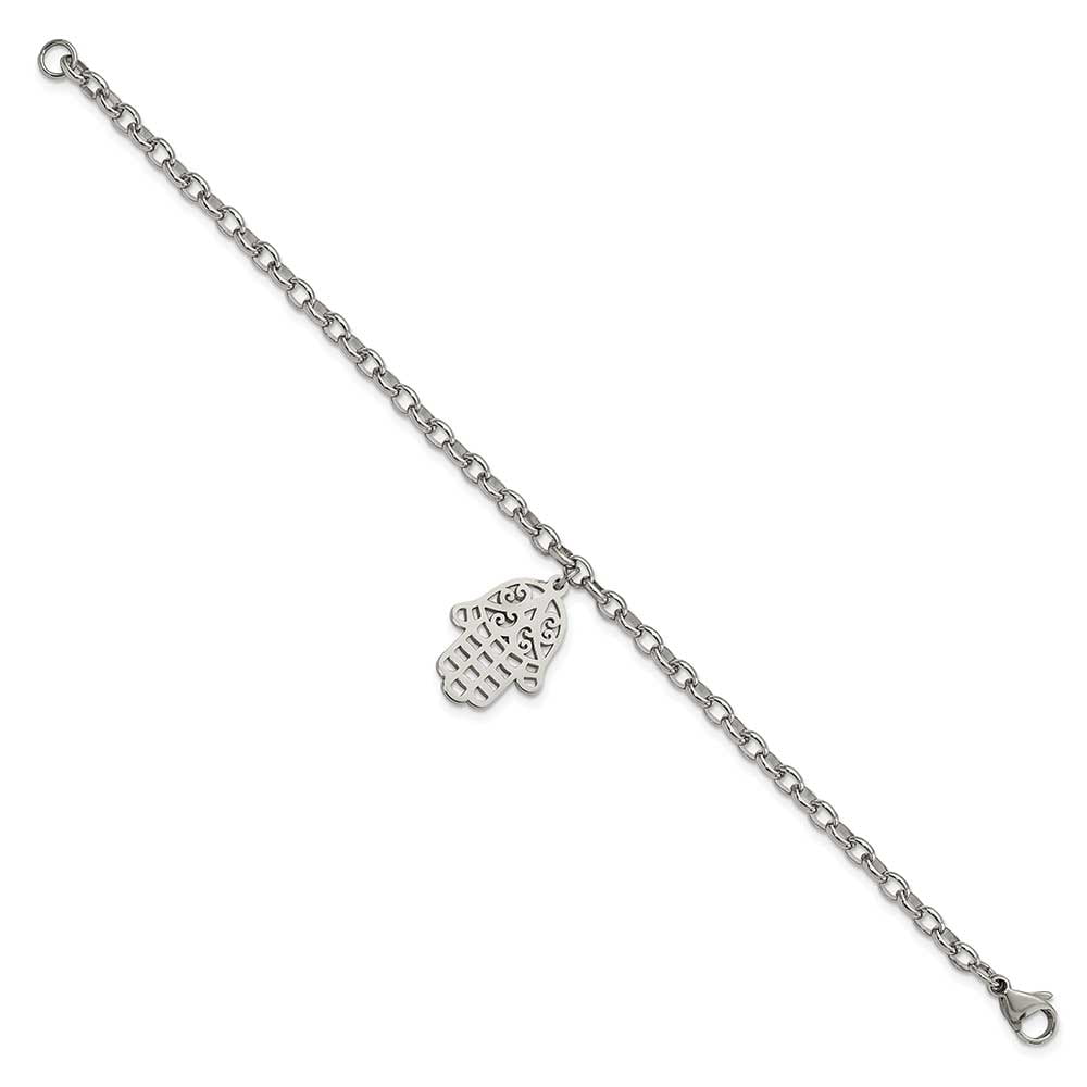 Primal Steel Stainless Steel Chamseh/Hamsa 7in Bracelet