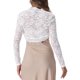 thumbnail image 3 of Inspire Chic Cárdigan Corto de Encaje para Mujeres, Floral, de Manga Larga, Abierto en la Parte Frontal, Blanco, Talla L, 3 of 6