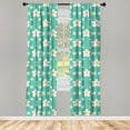 thumbnail image 2 of Ambesonne Floral 4-Panel Curtains, Cartoon Chamomile Flowers, 56"x84", Cadet Blue White and Mustard, 2 of 4