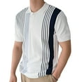 thumbnail image 2 of Yaoyar Men Fashion Summer Striped Color Blocked shirt Short Sleeved Top Casual Lapel Top 3-button Short Sleeved Lapel Top, 2 of 8